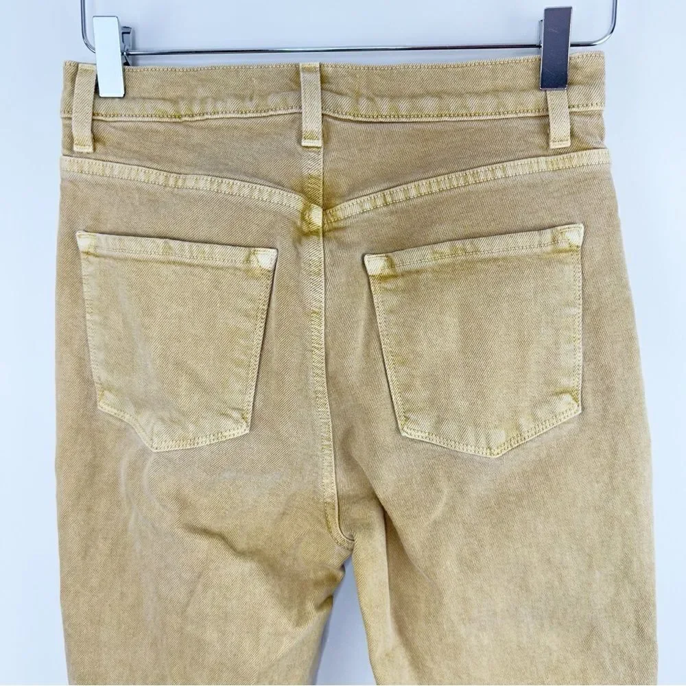 J Brand Julia Frayed-Hem Flared-Leg Cotton Blend‎ Jeans in Litho Gold Sz 26